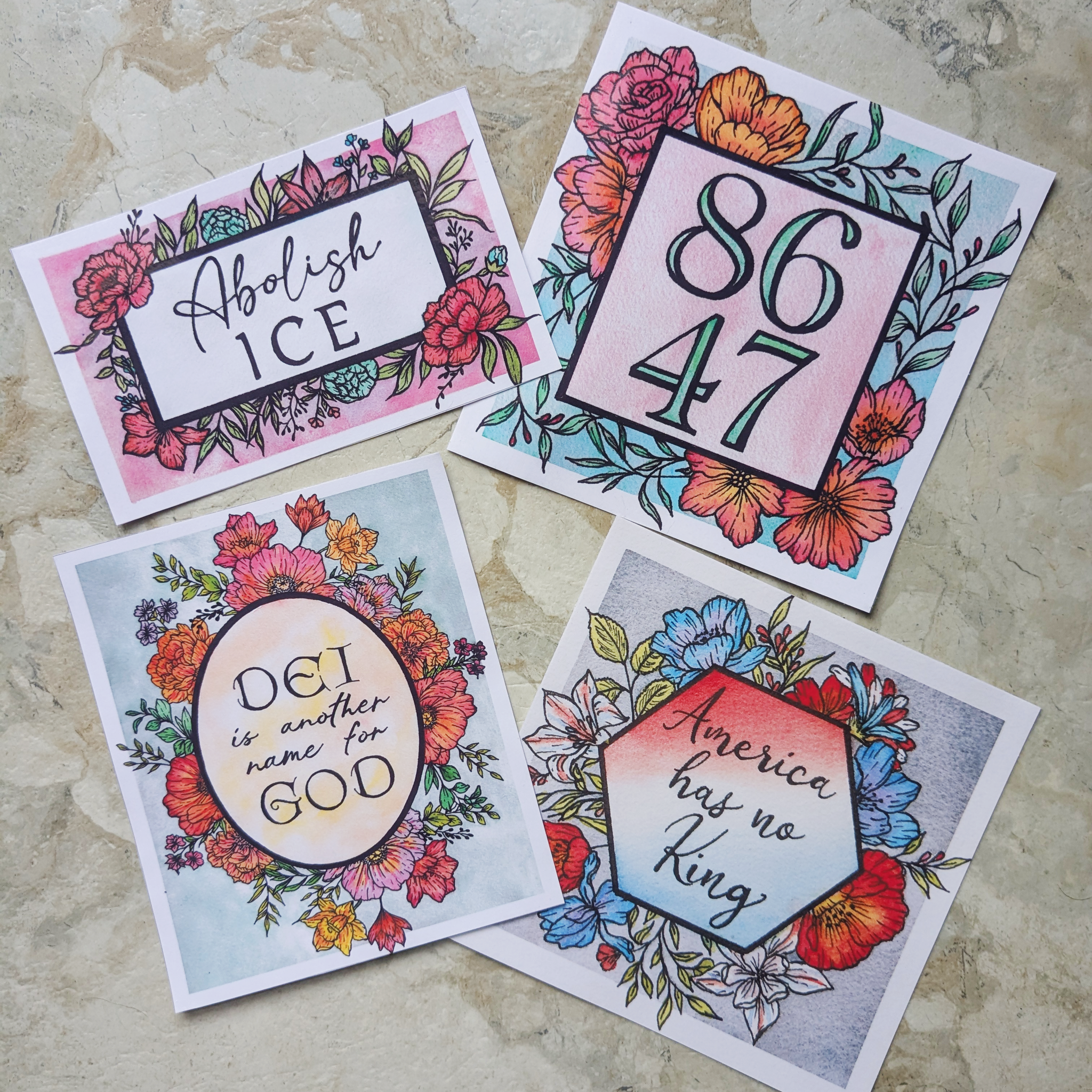 Watercolor Protest Stickers