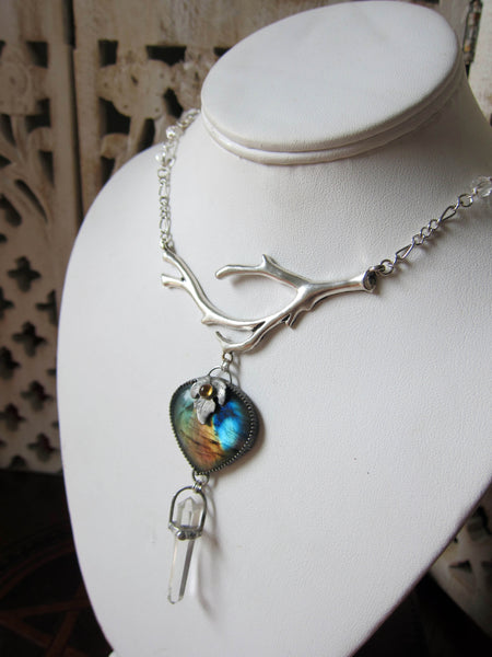 IN THE DAWNLIT GROVE Quartz and Labradorite Pendant